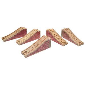 Vintage Lot of 5 Thomas & Friends Wood Red Brick Print Train Ramps